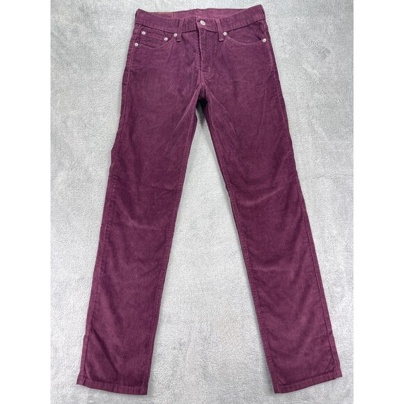 Levi's 511 Corduroy Jeans Men 30x32 Maroon Cotton Slim Fit Mid Rise Straight Leg - Picture 1 of 14